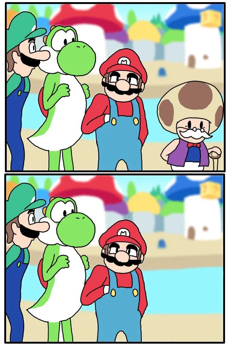 Toadsworth last seen leaving the Mushroom Kingdom